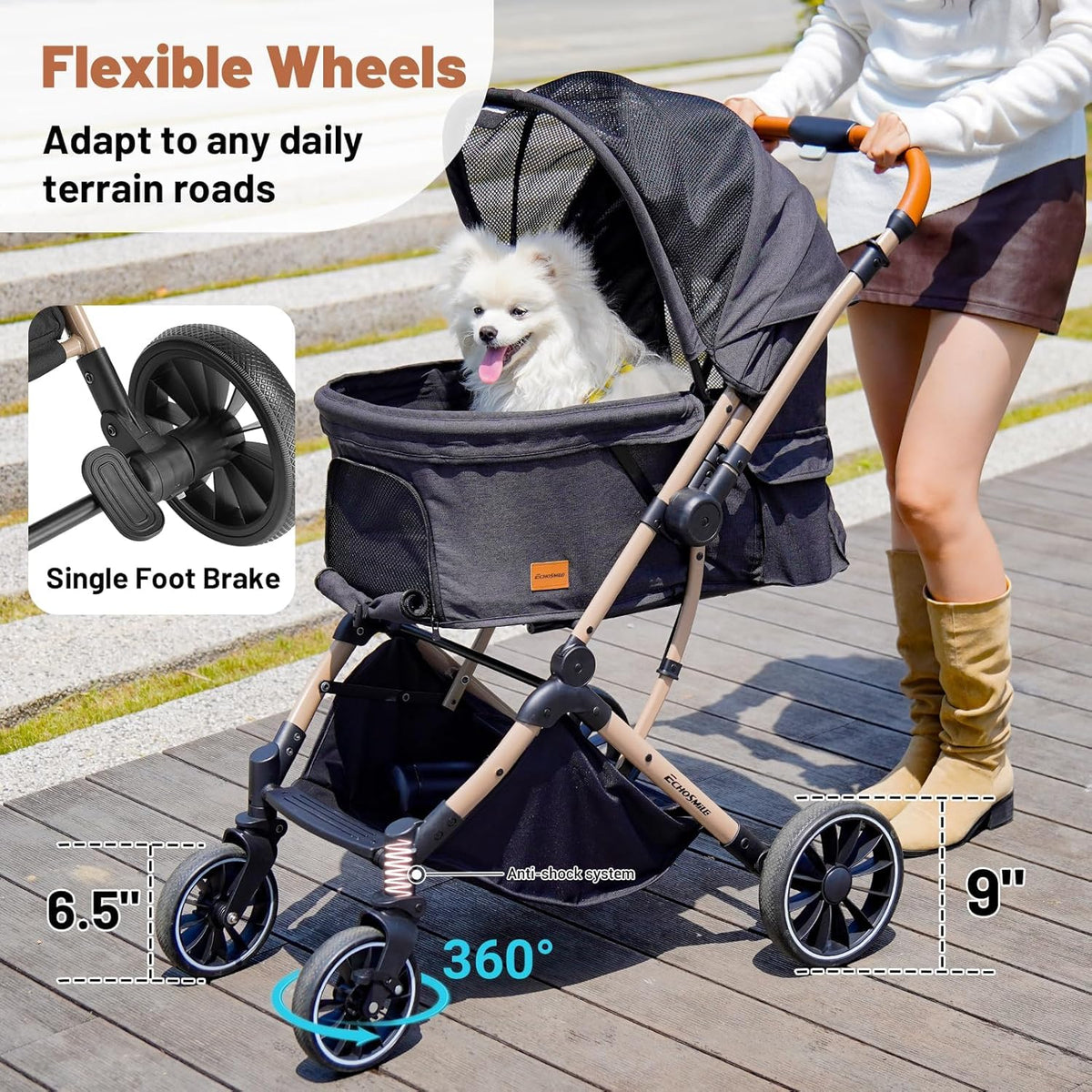 4-Wheel Pet Stroller with Reversible Handle C714477