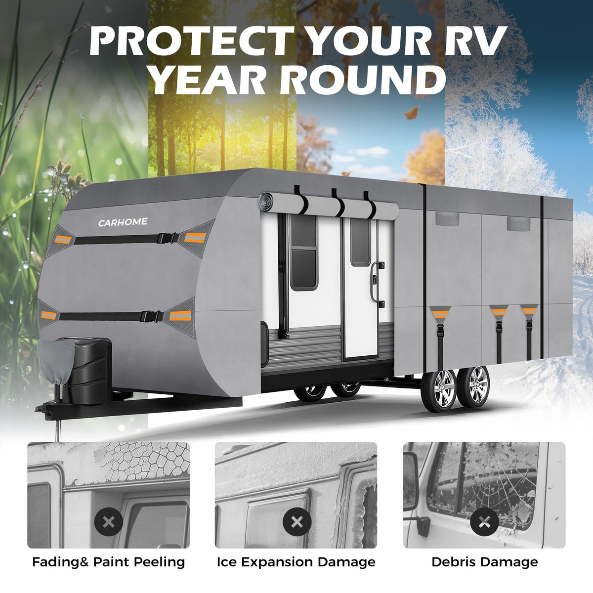 30-33FT 9 Layers Waterproof Travel Trailer RV Cover C6259