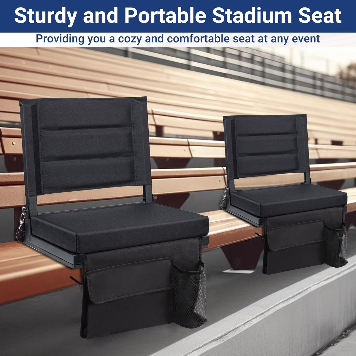 Bleachers Stadium Seat with Back Support and Cushion Q580297