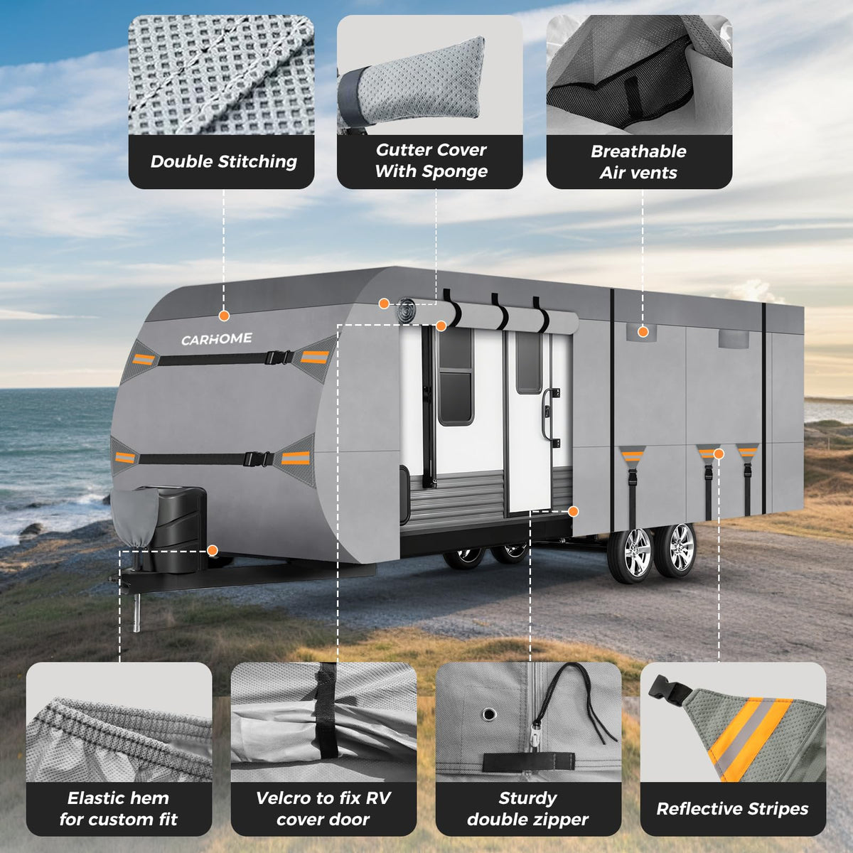 30-33FT 9 Layers Waterproof Travel Trailer RV Cover C6259