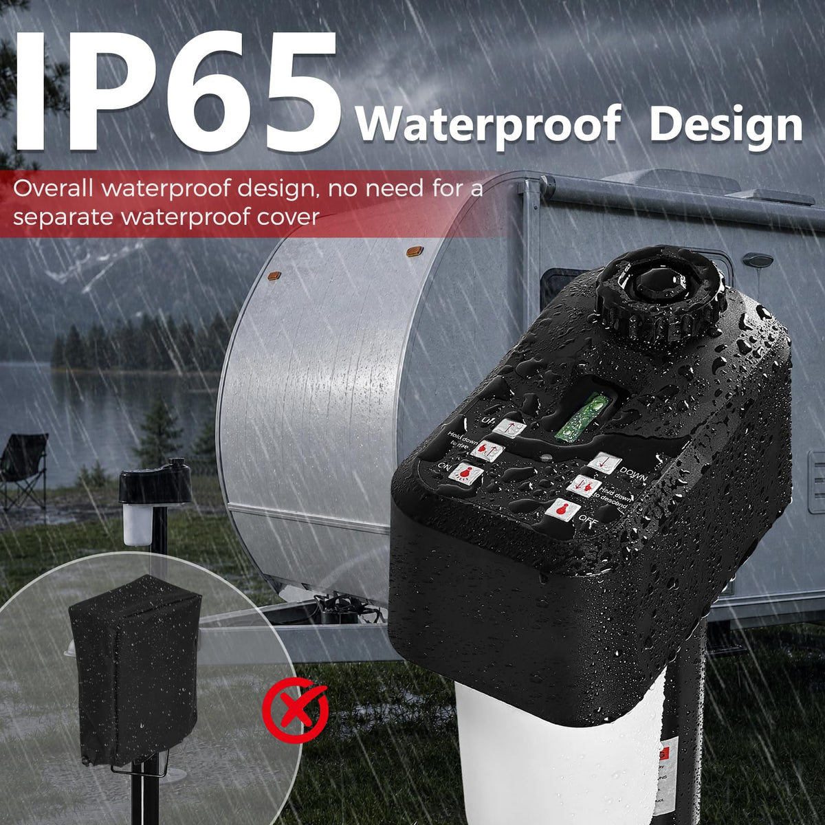 Electric Trailer Jack with 2 Remote Control, IP65 Waterproof F727