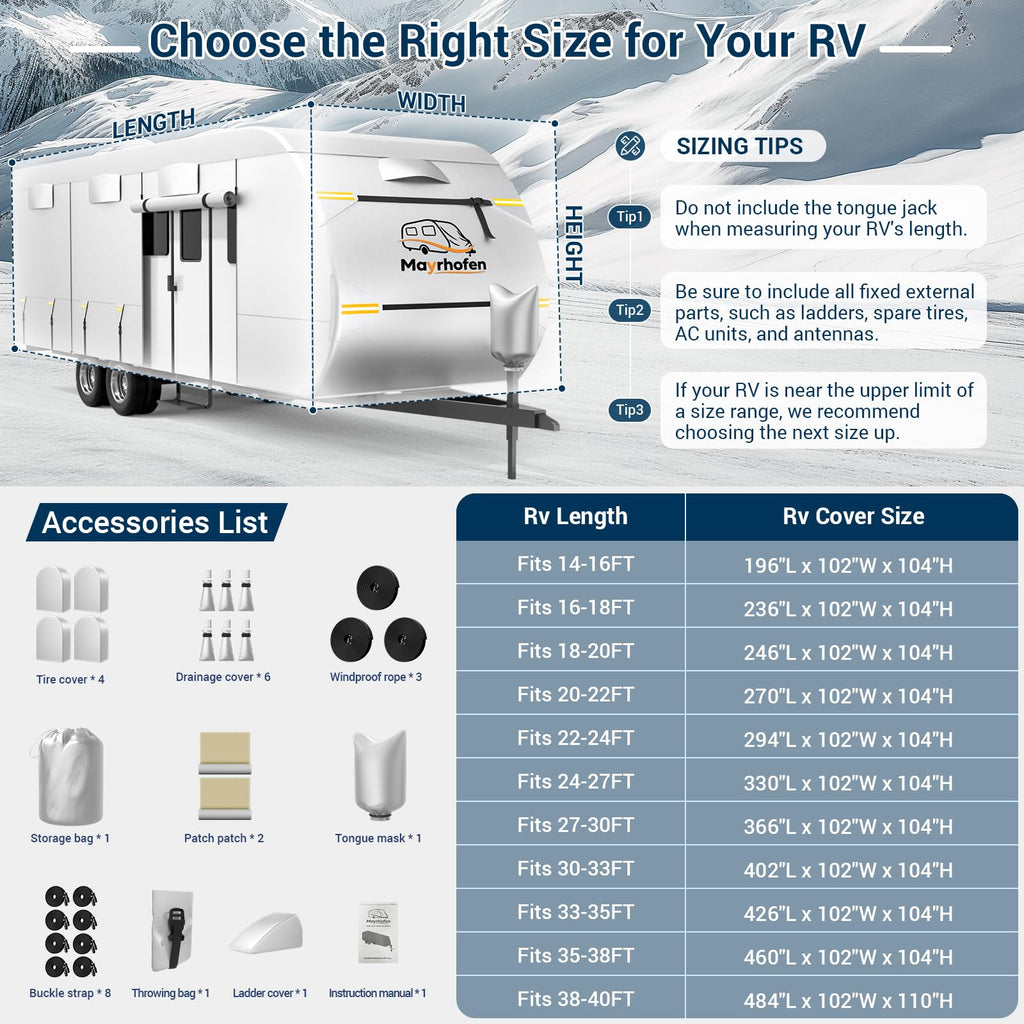 600D Oxford Fabric 30-33ft Travel Trailer Cover C8698