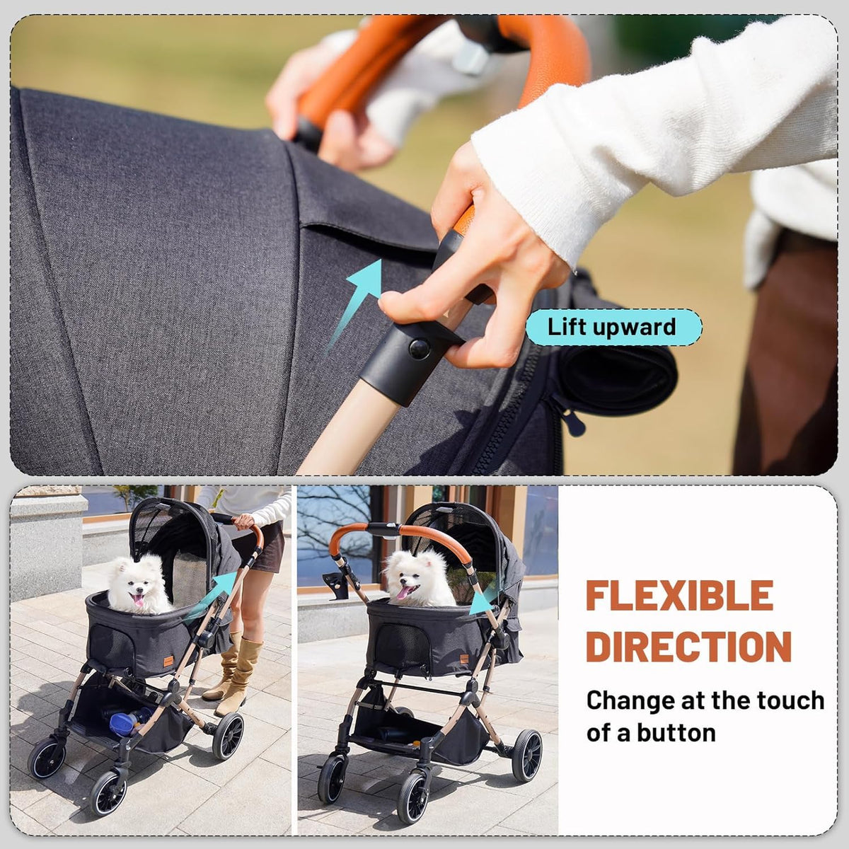 4-Wheel Pet Stroller with Reversible Handle C714477