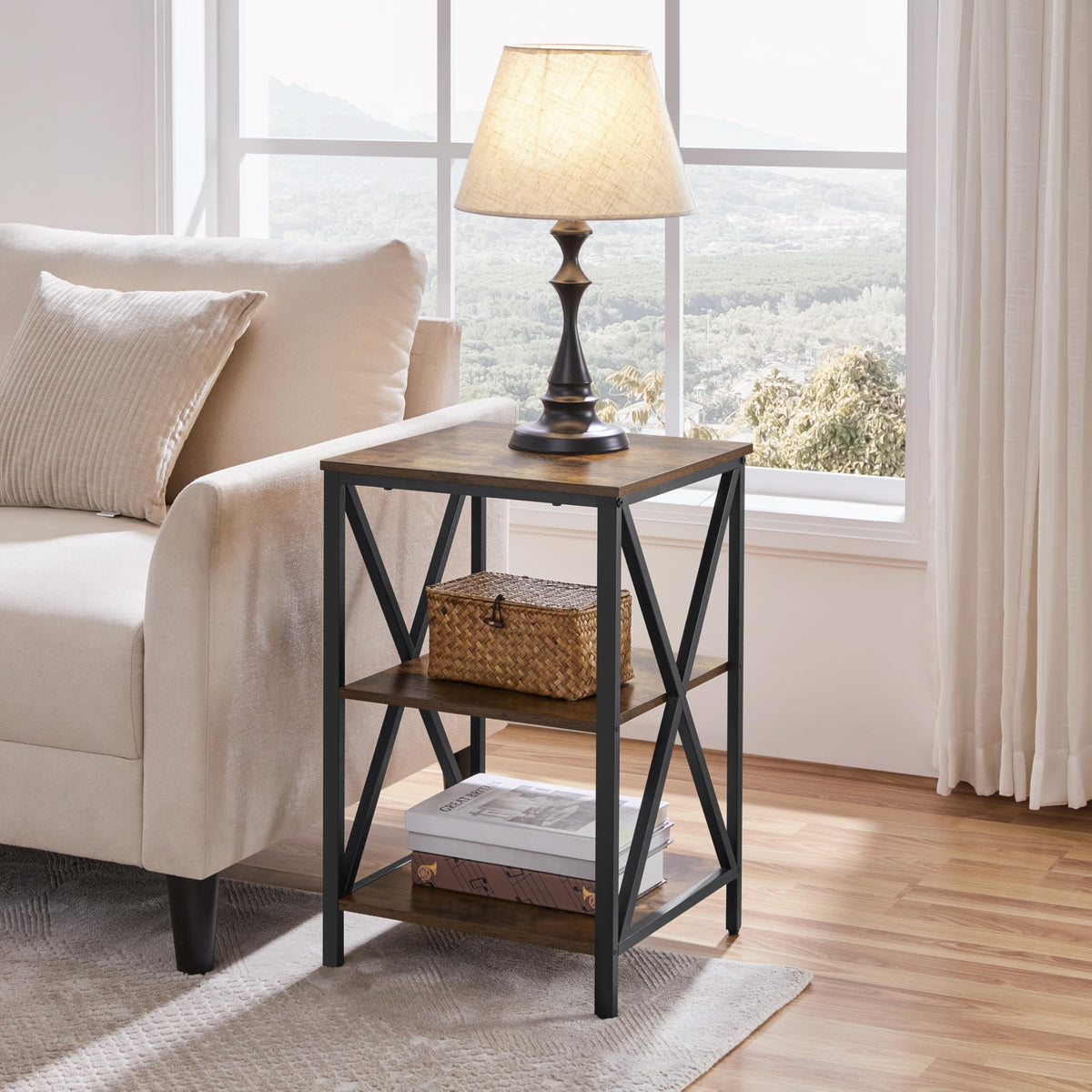 Rustic 3-Tier End Tables Set of 2 P4360