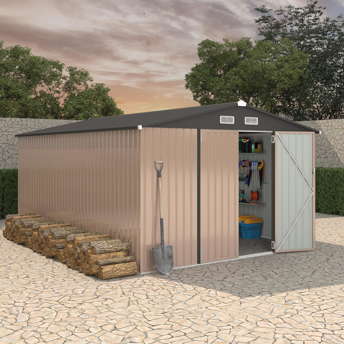 10x14 ft Metal Outdoor Storage Shed U1440