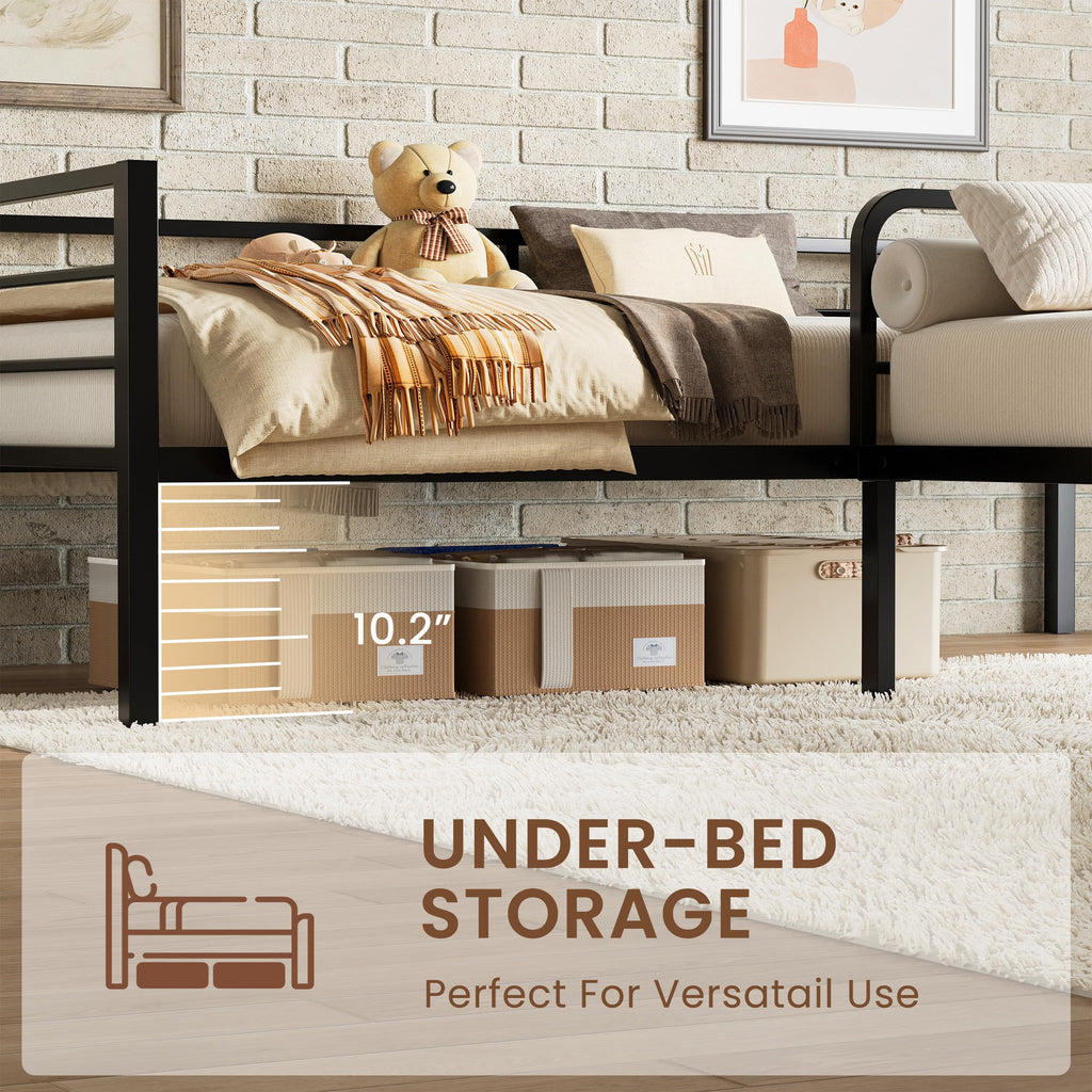 Black L Shaped Twin Beds with Rails Q83467