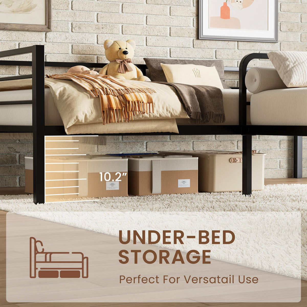 Black L Shaped Twin Beds with Rails Q83467