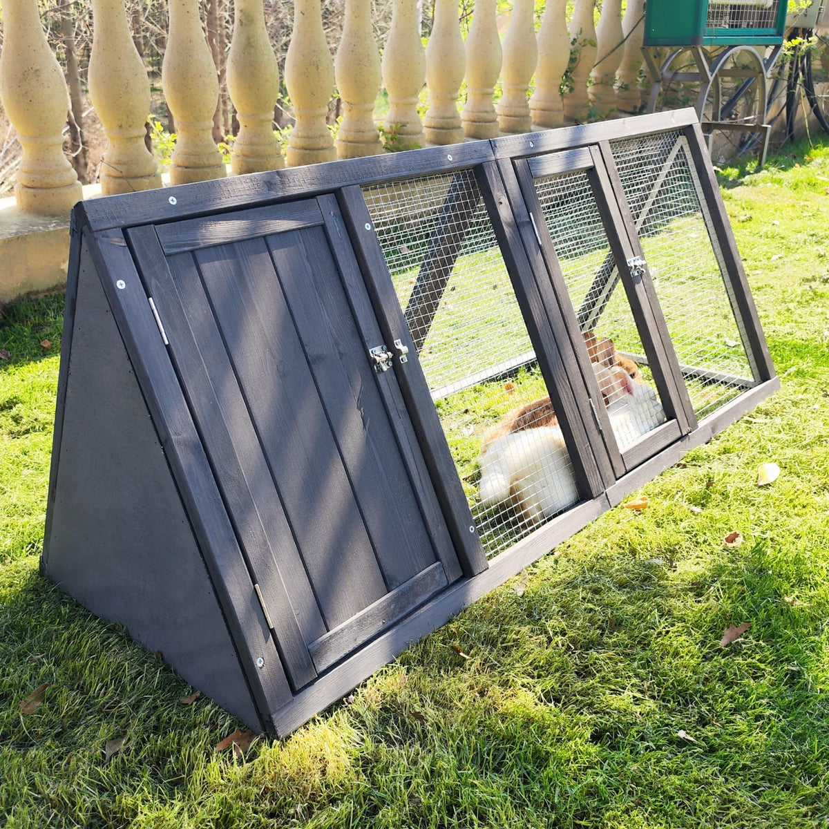 Wooden A-Frame Rabbit Hutch with Chicken Run W9274