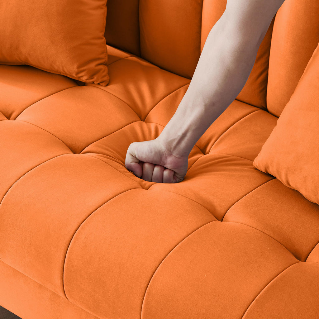Orange Velvet Tufted Loveseat Sofa M96740