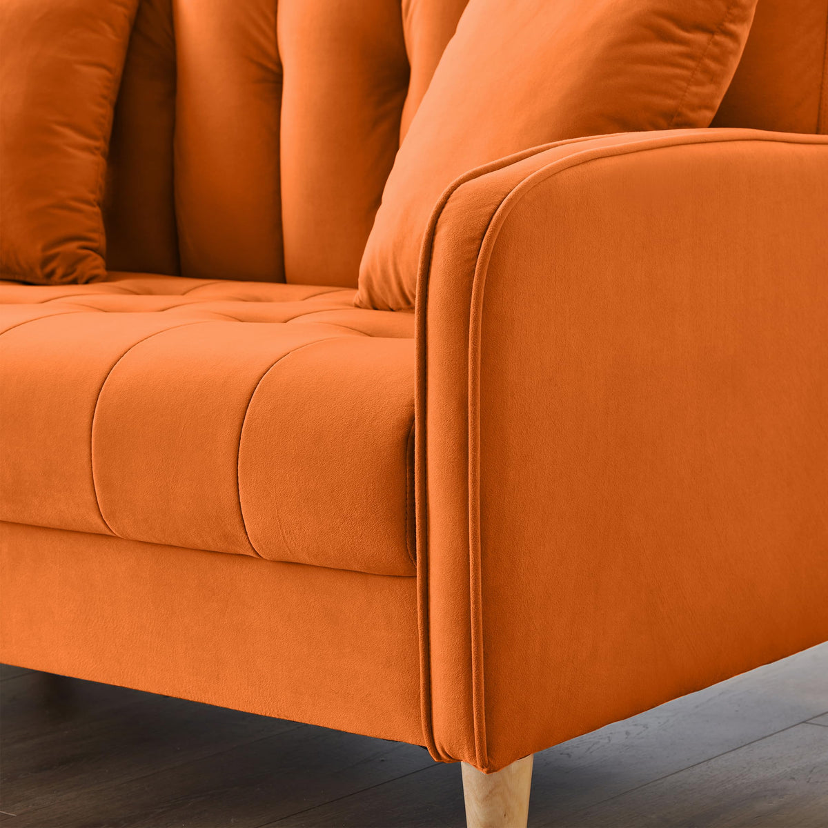 Orange Velvet Tufted Loveseat Sofa M96740