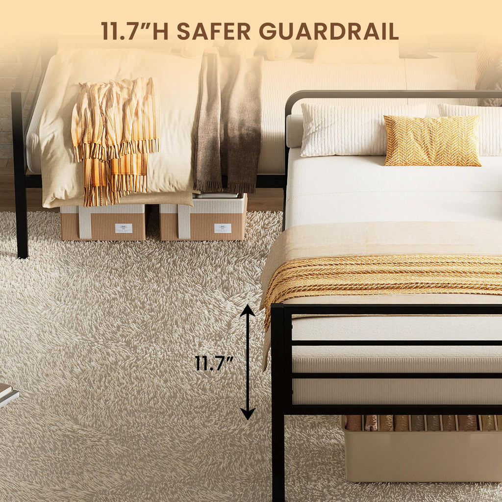 Black L Shaped Twin Beds with Rails Q83467