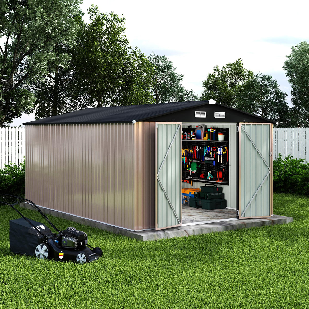 10x14 ft Metal Outdoor Storage Shed U1440